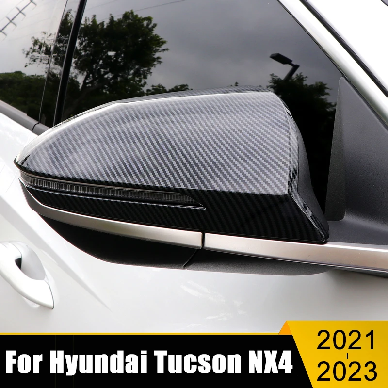 

For Hyundai Tucson NX4 2021 2022 2023 Car Rearview Mirror Side Molding Cover Trim Case Stickers ABS Carbon Fiber Accessories