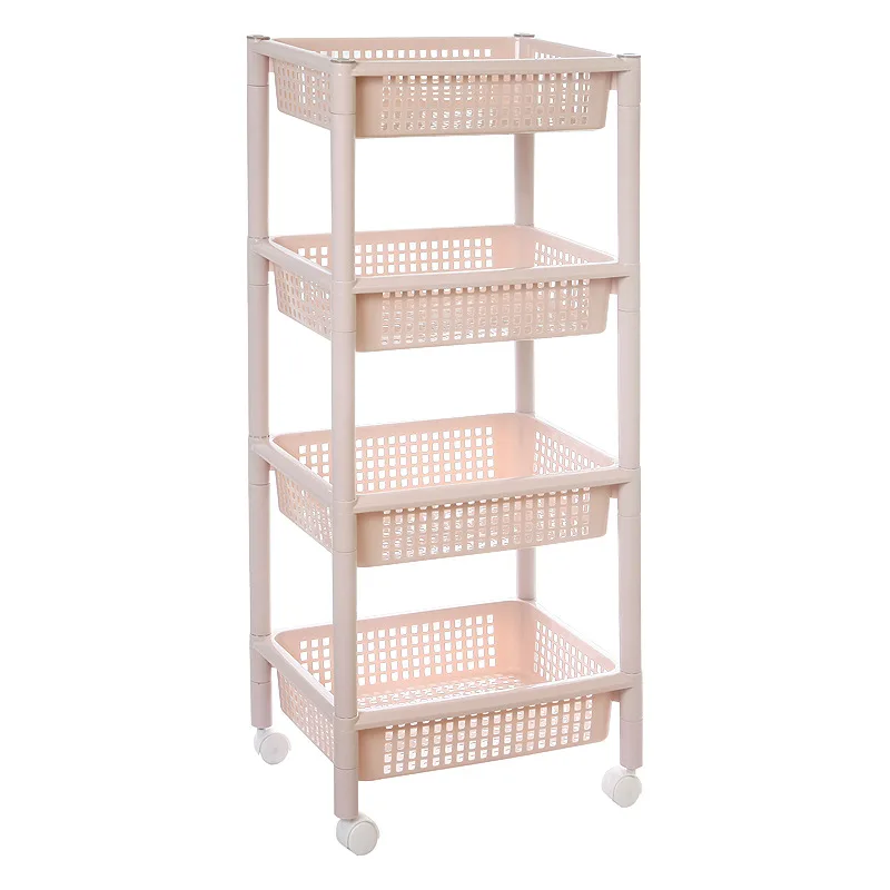 Price New plastic four layer sliding wheel storage rack kitchen living room bathroom simple fashion storage rack