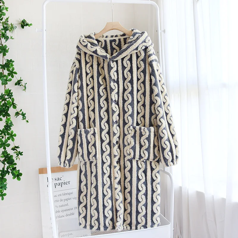 New Autumn and Winter Women's Nightgown Flannel Thickened Nightdress Coral Velvet Household Dress Nightdress Long Nightgown