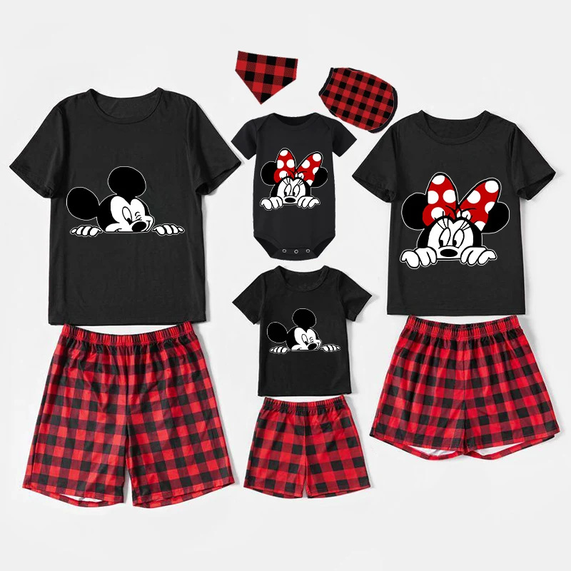 Family Matching Pajamas Exclusive Design Cartoon Mice Black Pajamas Set