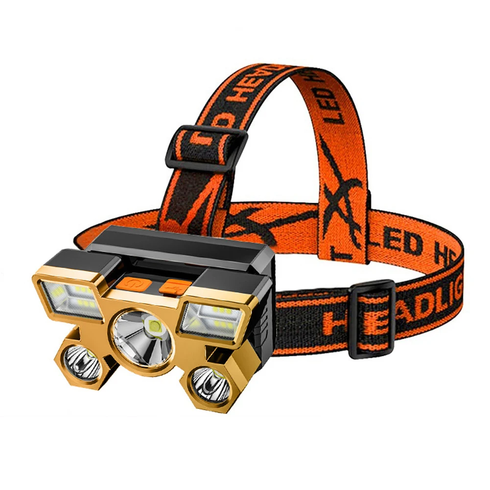 

USB Rechargeable Portable 5xLED Beads Headlight for Night Fishing Hiking Camping