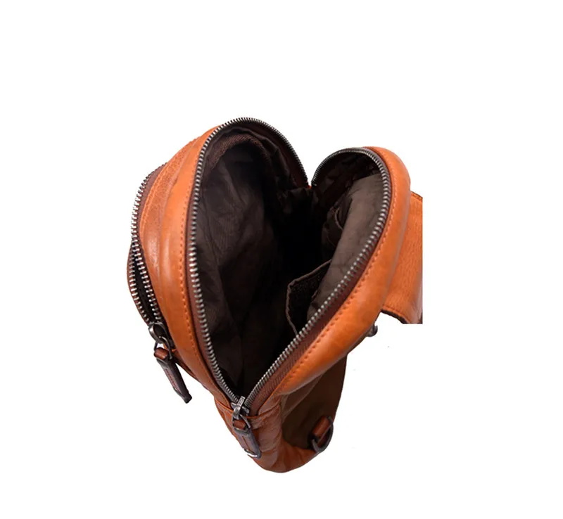 Outdoor casual luxury genuine leather men's chest bag fashion retro natural real cowhide daily sports shoulder messenger bag