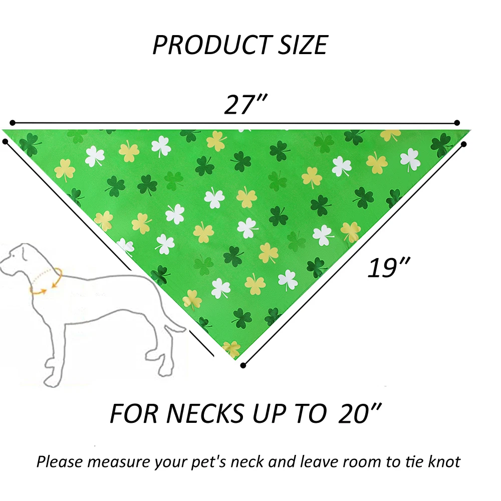 Sucado St. Patrick's Day Dog Bandana Reversible Triangle Bibs Scarf Accessories for Dogs Cats Pets Animals Holiday Bandanas Pet