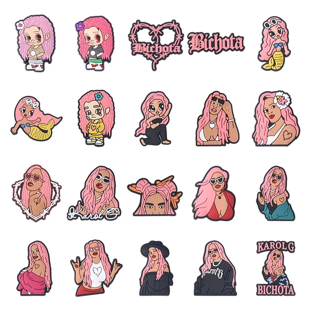 

Новые розовые Подвески Karol G в форме крокса, популярные подвески для обуви певицы, иконы, аксессуары для фанатов, подарки, украшения для сада, тапочек, кнопка «сделай сам»