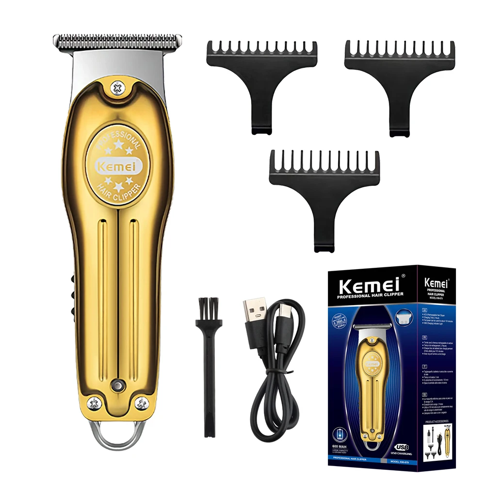 Kemei Hair Trimmer For Men Metal Body Hair Cutting Machine Rechargeable Electric Hair Clipper Household Hair Salon Hairdresser