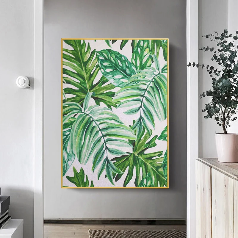 

Restaurant Porch Tropical Plant Tree 100% Hand Painted Oil Painting Wall Art For Home Living Room Handmade Restaurant Entrance