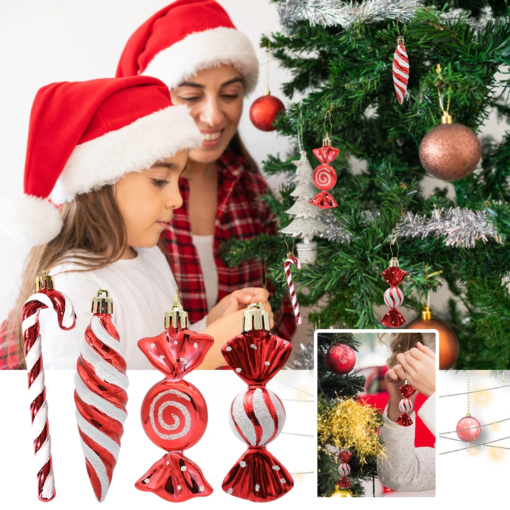 6 шт. украшение для рождественской елки из конфетной трости милый рождественский