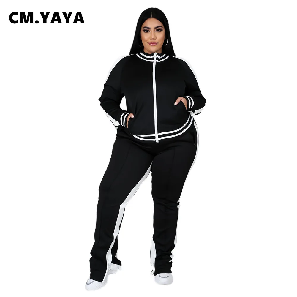 Женский спортивный костюм с карманами CM.YAYA Φ комплект из свитшота и брюк для бега