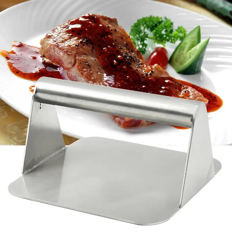 

Пресс для взвешивания мяса из нержавеющей стали пресс для гамбургеров Профессиональный термостойкий квадратный пресс для бекона с ручкой