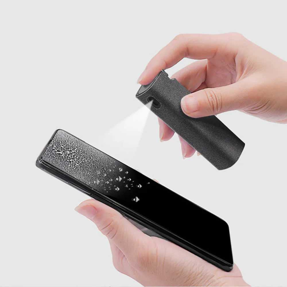 2 in 1 phone screen cleaner spray computer screen dust removal microfiber cloth set cleaning artifact without cleaning liquid free global shipping