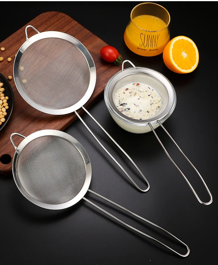 

Kit Peneira Coador Em Aço Inox Para Cozinha 3 Tamanhos P M G