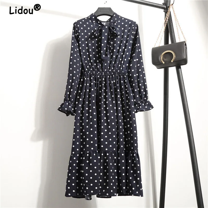 Лето-Осень 2022 модное милое элегантное платье миди с длинными рукавами-бабочками