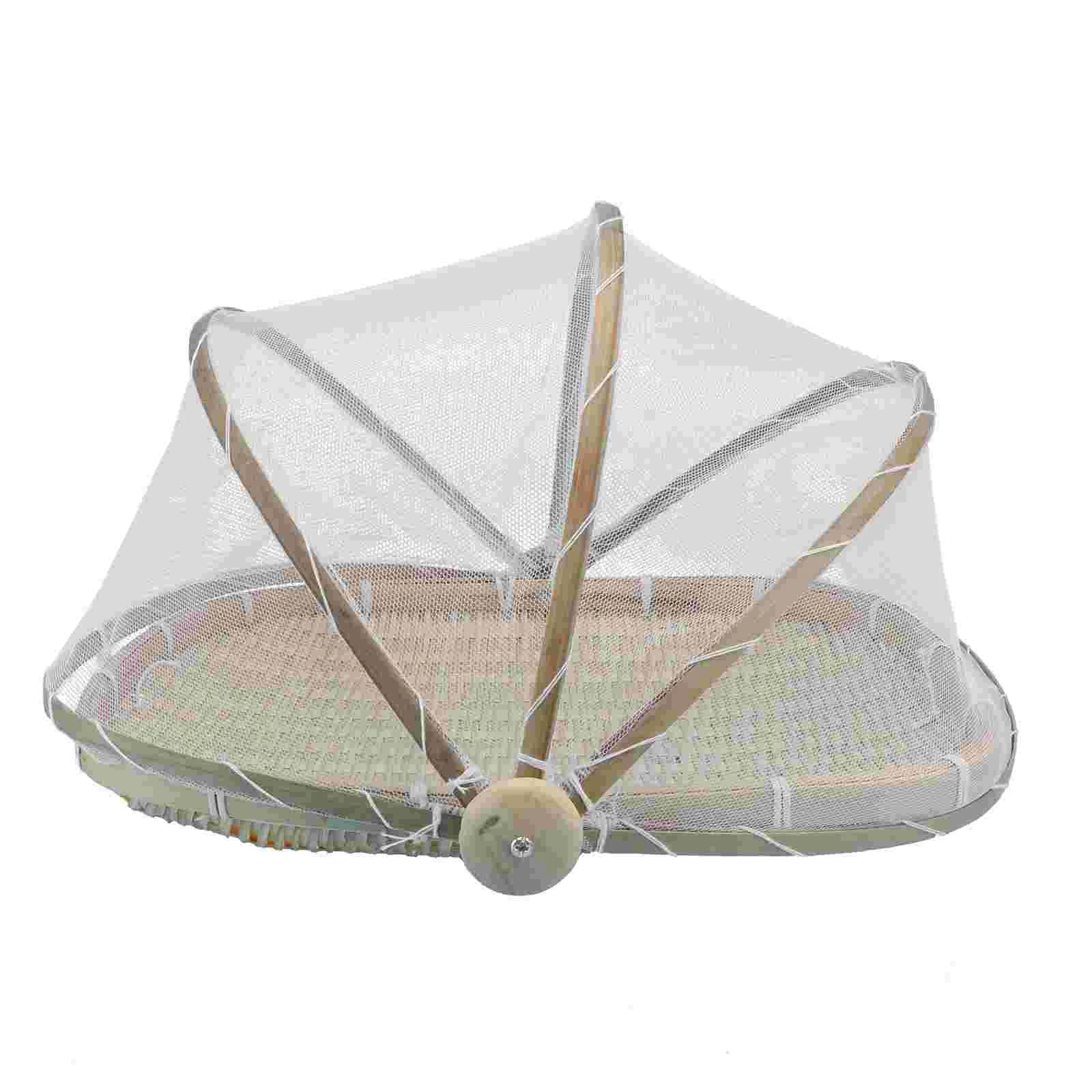 

Basketwoven Tray Serving Fruit Storage Tent Picnic Covered Cover Container Platter Rattan Hand Snack Mesh Server Dome Baskets