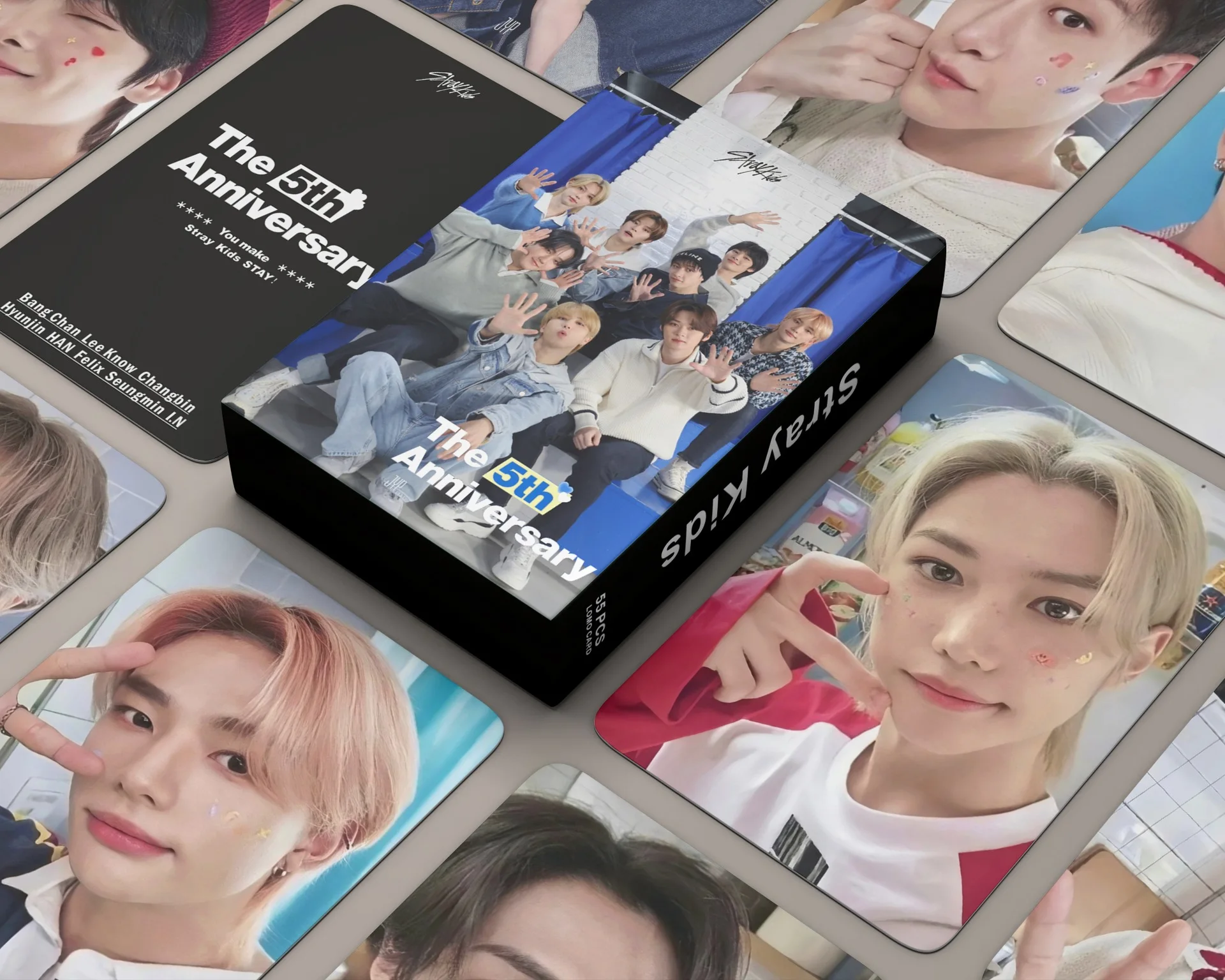 

55Pcs/Set Kpop Stray Kids Photocards 2023 5th Anniversary Lomo Card New Album Straykids Photo Card Postcard for Fans Gift