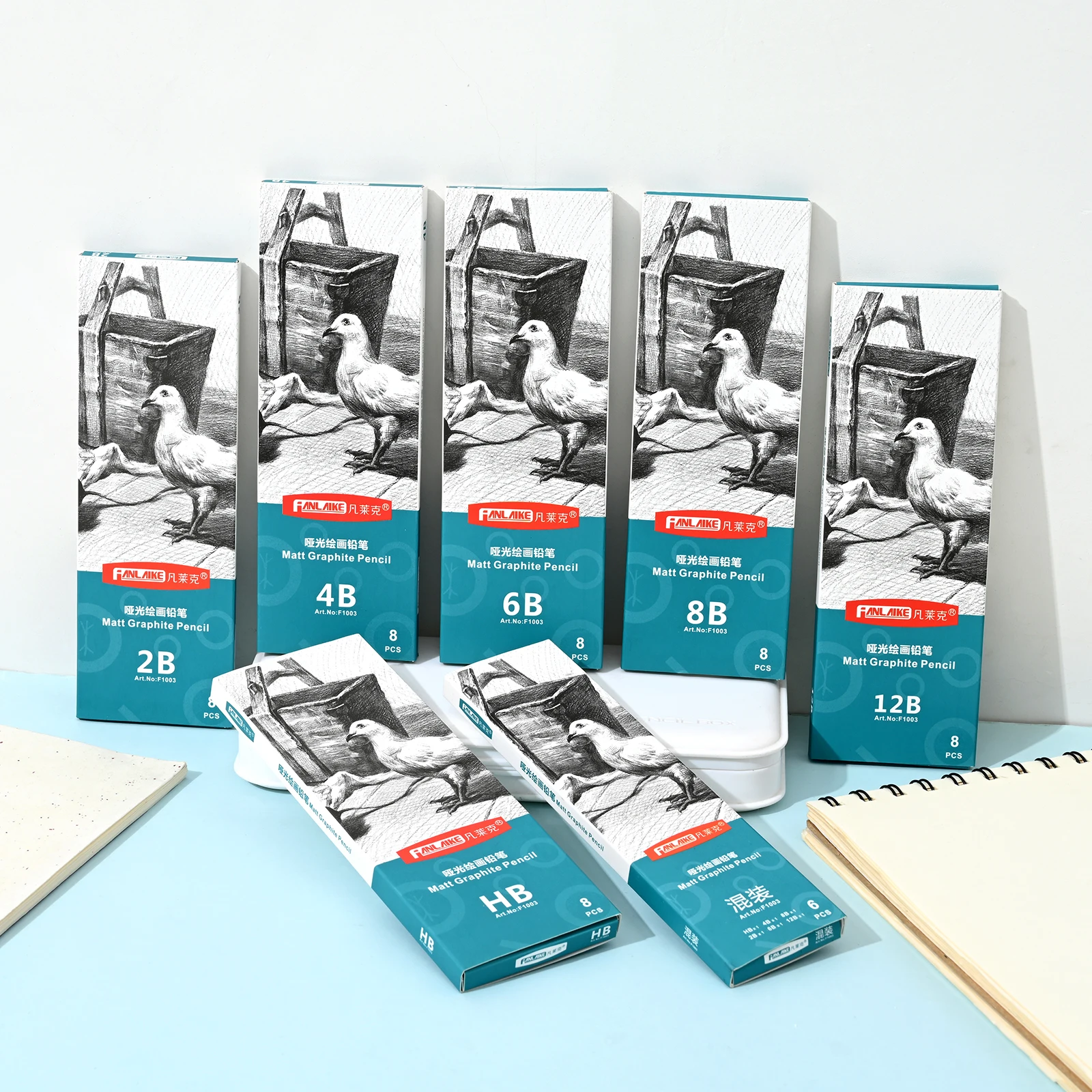 Набор матовых графитовых карандашей HB 2B 4B 6B 8B 12B