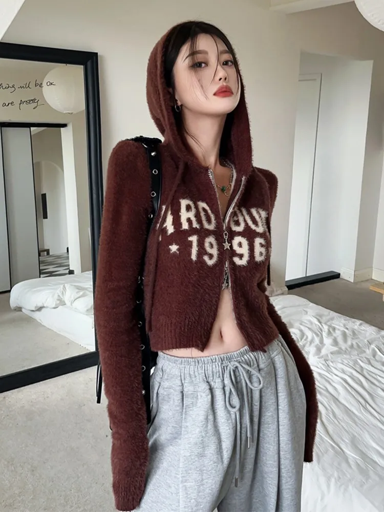 

2023 90s Japanese Print Sweater Women Long Sleeve Knitted Cashmere Cardigan Y2k Vintage Sweater Autumn Winter Streetwear 2000s