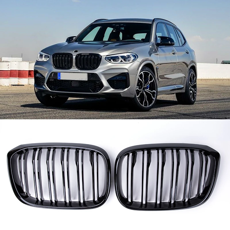 

1 пара передняя решетка почек гриль 2 планка для BMW G01 G02 G08 X3 X4 2018-2021 стайлинга автомобилей черный глянец гоночный автомобиль аксессуары для гр...