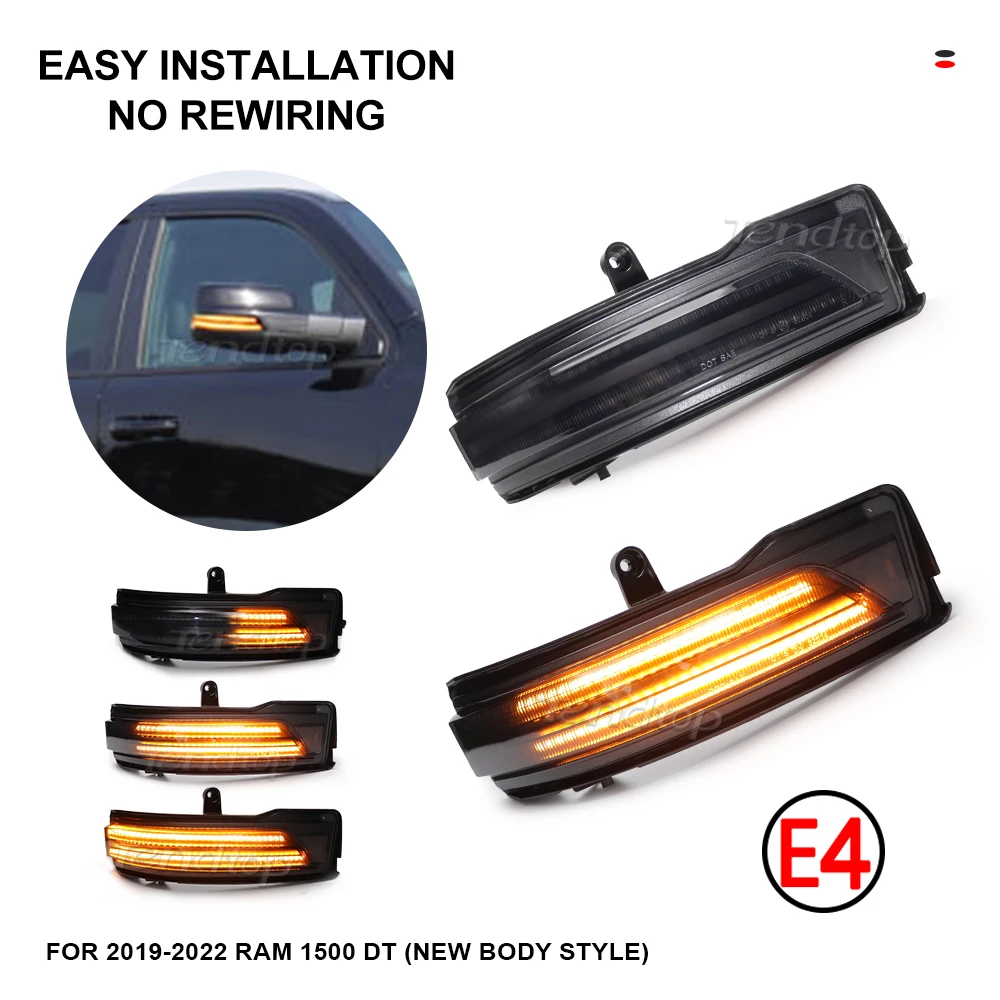 

Dynamic LED Light For 2019 2020 2021 2022 Dodge RAM 1500 DT New Body Style Flashing LED Side Rearview Mirror Turn Signal Lights