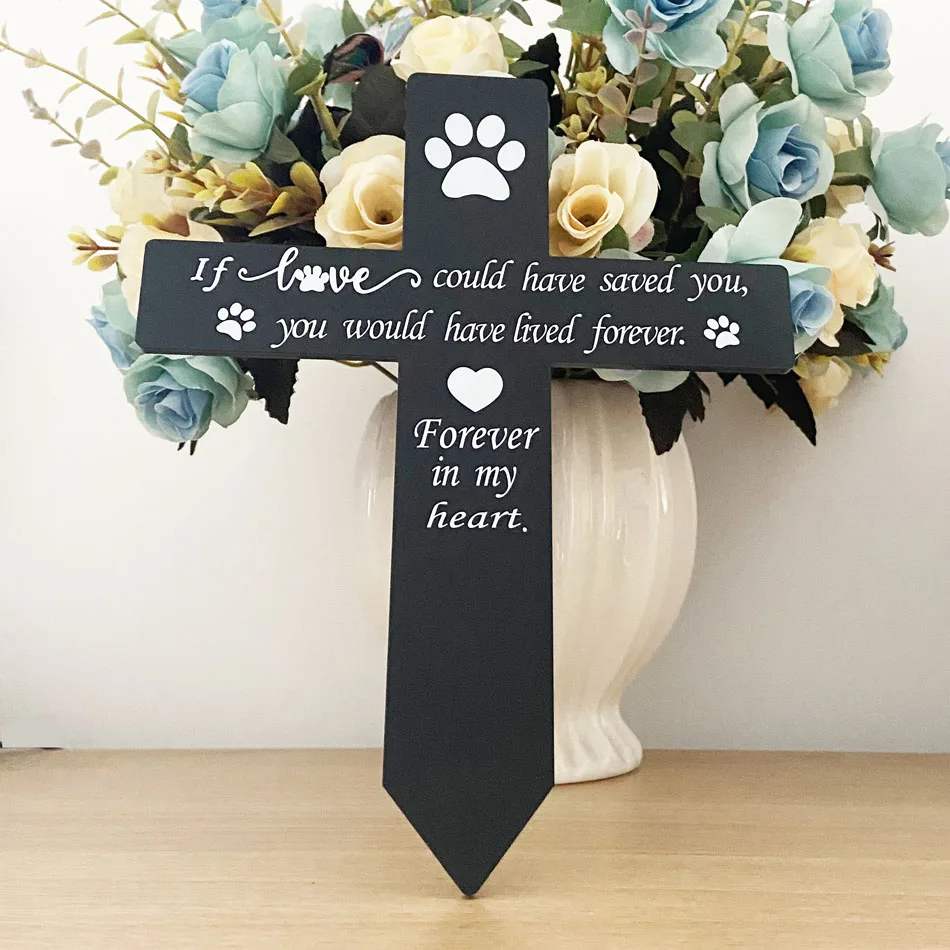 

1pc cross shape acrylic Pet Memorial Tombstone,plus sign shape Pet grave monument,memorialize pet,High9.06in,Outdoor Grave Marke