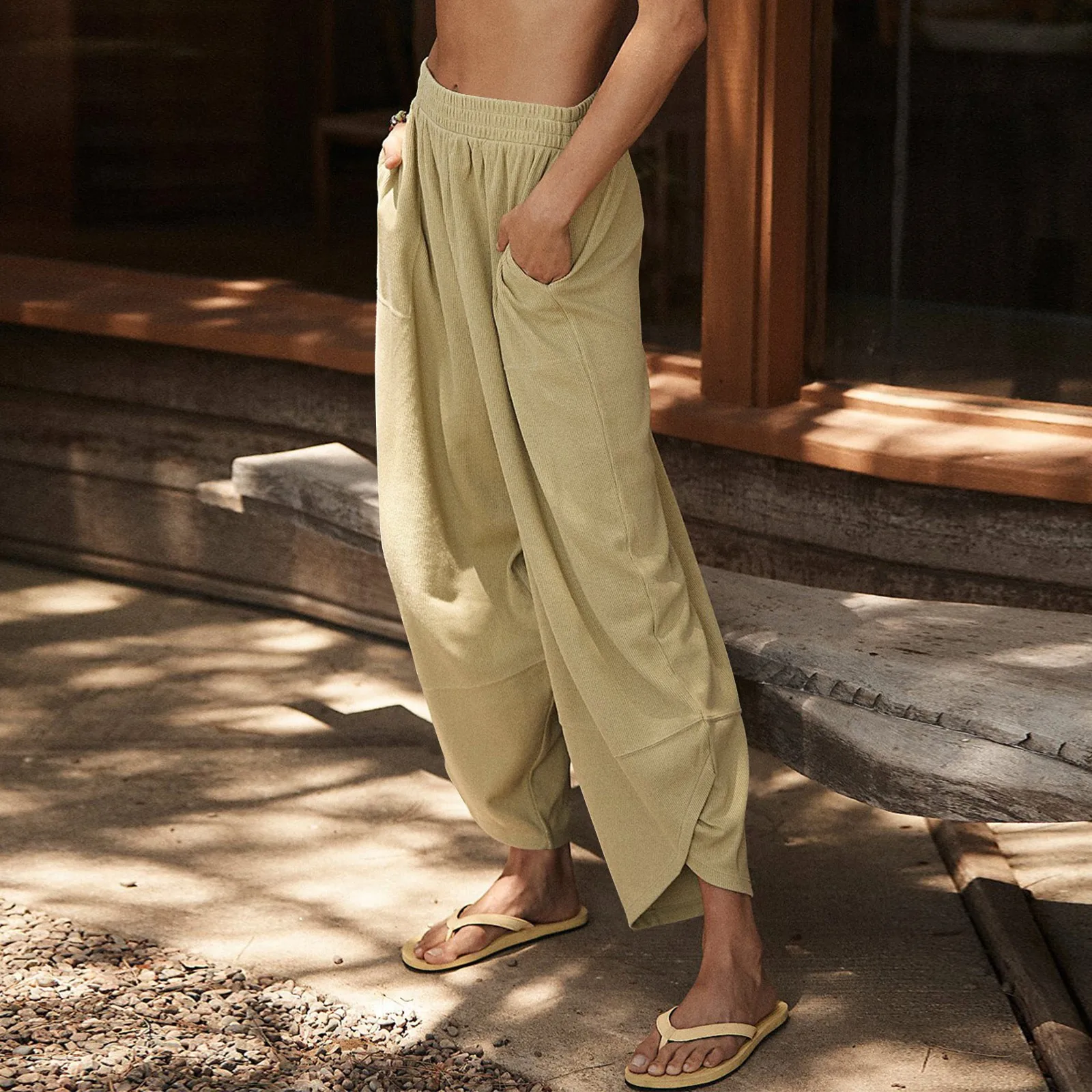 

Женские винтажные мешковатые брюки, повседневные мешковатые брюки большого размера с карманами, шаровары в стиле бохо, элегантные брюки, 2023