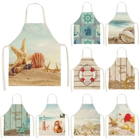 ocean starfish shell lighthouse pattern apron baking accessories aprons for women kitchen accessories cooking accessories aprons