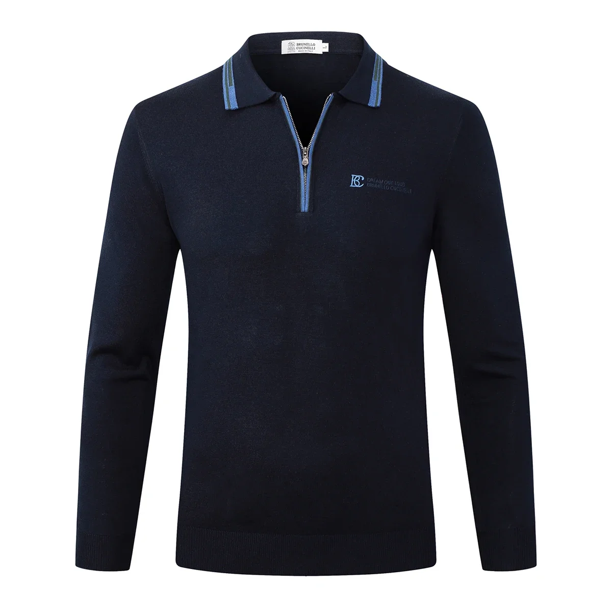 Мужской шерстяной свитер DIKU Черный Теплый трикотажный на молнии Осень-зима 2024