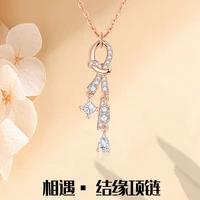 charming scarf zircon pendant necklace for women light luxury charm exquisite titanium steel chain jewelry 2022 new student gift