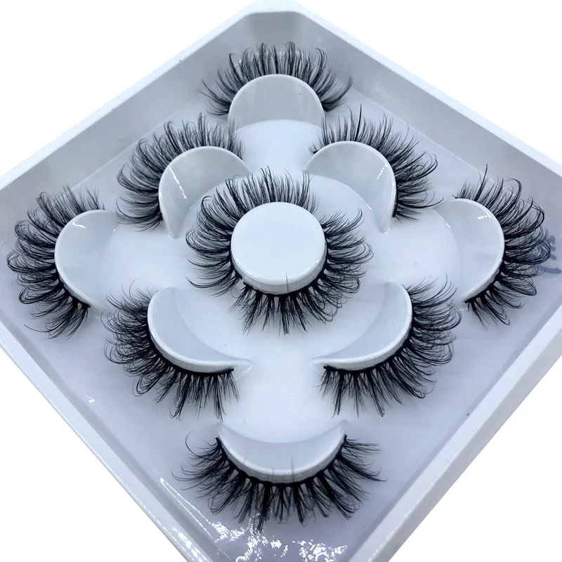 

New 5Pairs 25mm 3D Mink Lashes Bulk Faux with Custom Box Wispy Natural Mink Lashes Pack Short Wholesales Natural False Eyelashes