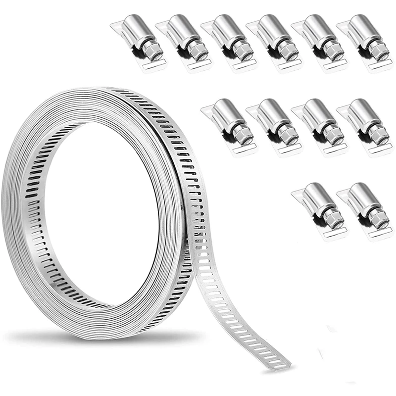 

Hose Clamp-34.5FT Adjustable With 12 Fasteners Duct Clamps For Automotive Heating Cooling Cables Tubes DIY Hose Clamps