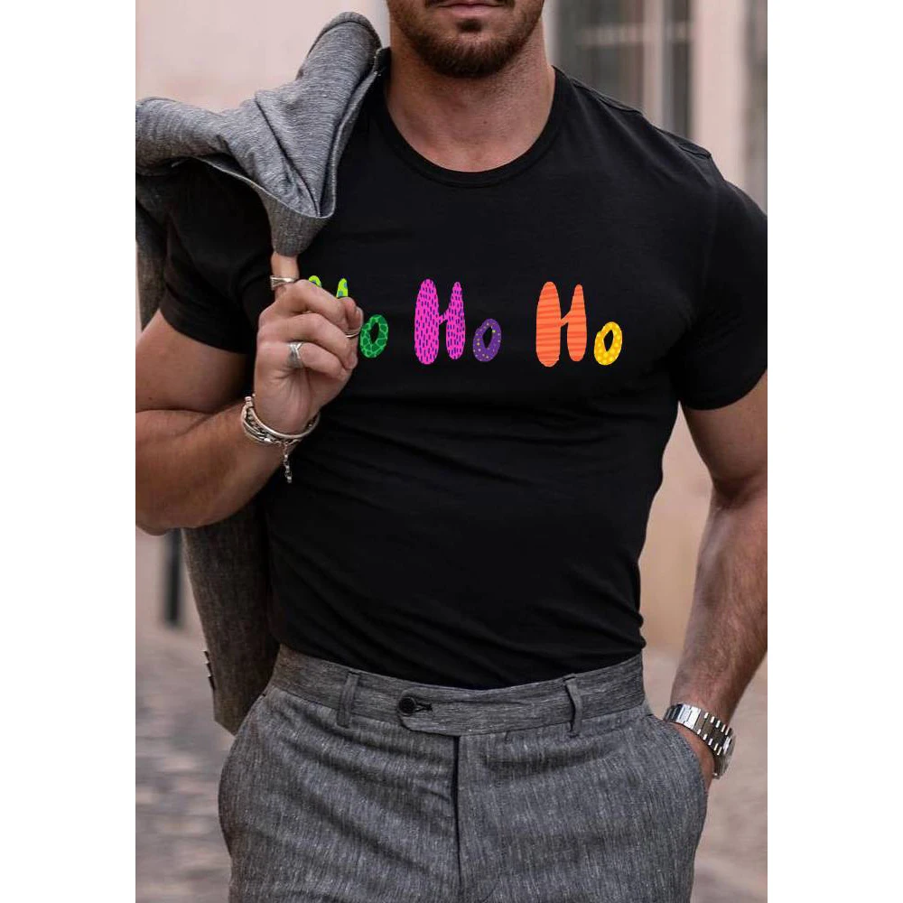 

Badassdude Ho Ho Ho Letter Printing Men's Casual Fashion T-shirt