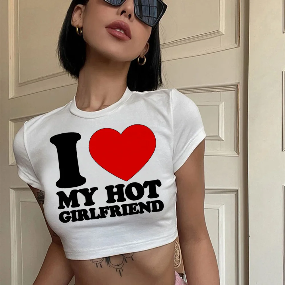 

i love my hot girlfriend cyber y2k hippie gothic crop top Woman manga hippie trashy fairy grunge tee