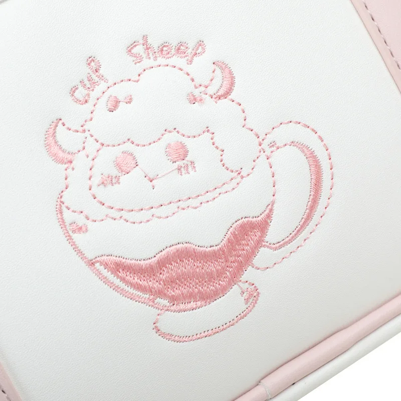 MBTI JK Embroidery Womens Shoulder Bag Kawaii Sheep Pattern Lolita Handbag for Girls Japanese Style Contrast Color Messenger Bag