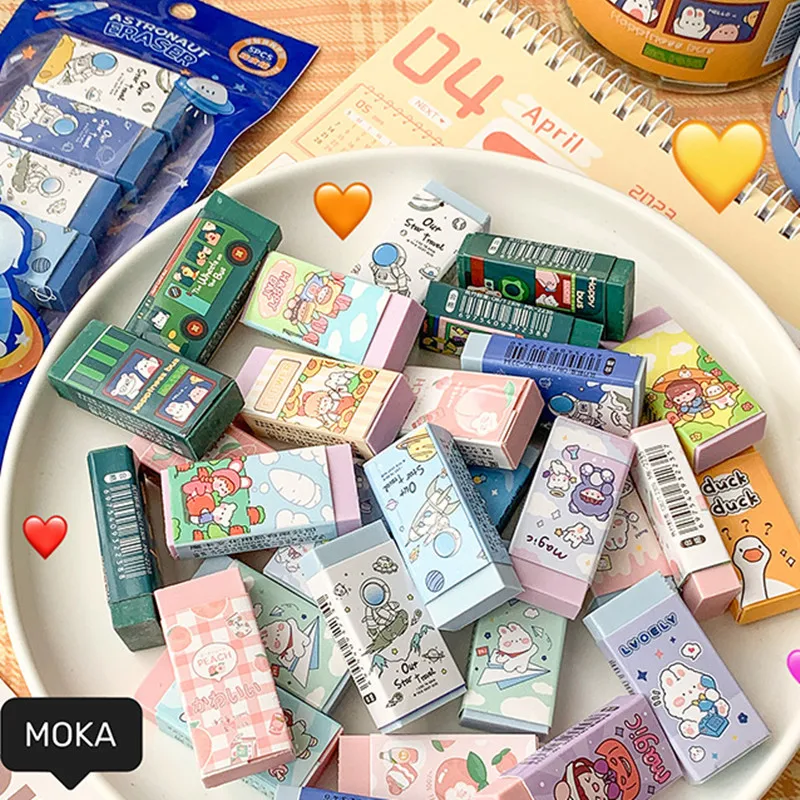 

5pcs/set Cute Eraser Kawaii Cartoon Animal Bunny Peach Eraser Lovely Stationery Tool Pencil Eraser School Student Supplies