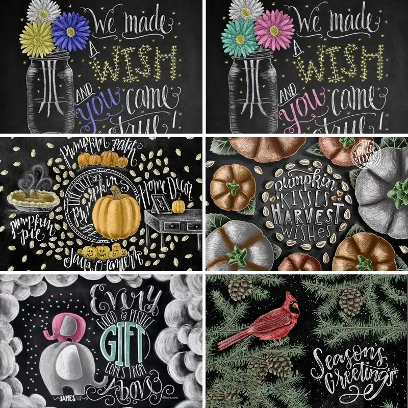 

New Collection Blackboard Drawings Mosaic 5D DIY Full Drill Diamond Painting Chalkboard Quotes Diamond Embroidery Cross Stitch