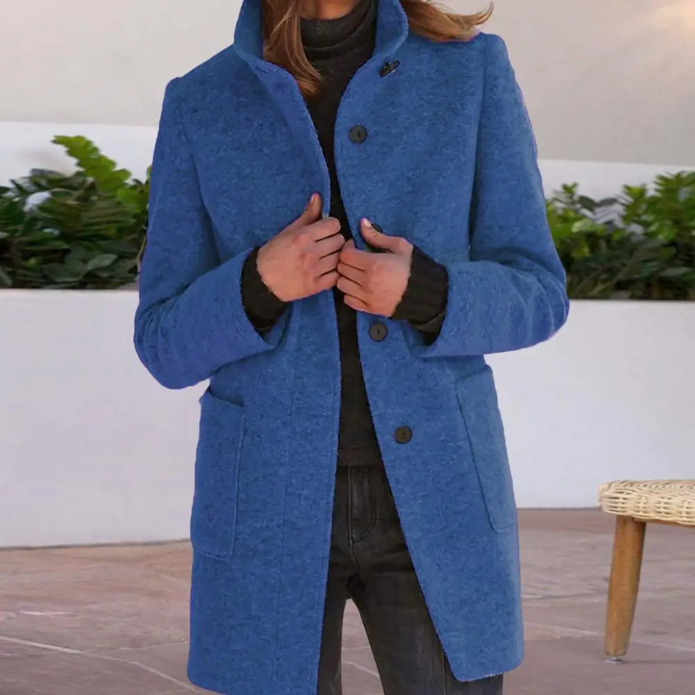

Trendy Women Overcoat Long Sleeves Outwear Women Winter Coat Mid Length Lady Autumn Coat