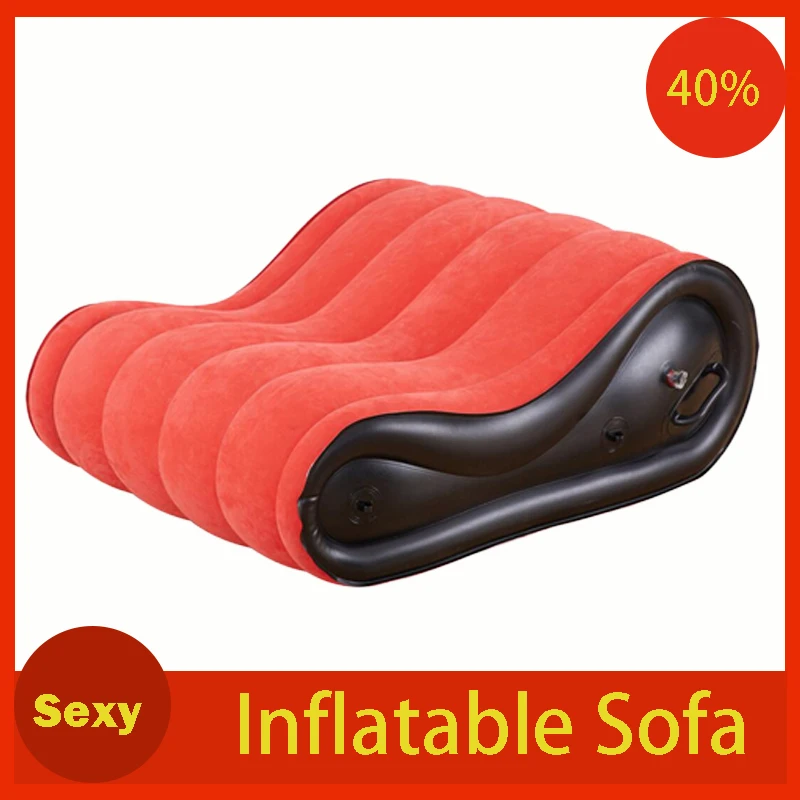 Sofá sexual inflable para adultos y mujeres, cojín de aire rojo, muebles, cama sexual, cojín de PVC, rampa de ayuda