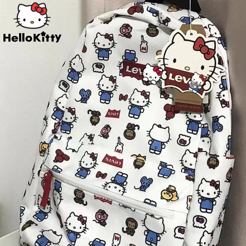 Sanrio Hello Kitty Backpack Women Kawaii Aesthetic Shoulder Bag Y2k Girl Casual School Fashion Notebook Zipper Travel Backpacks