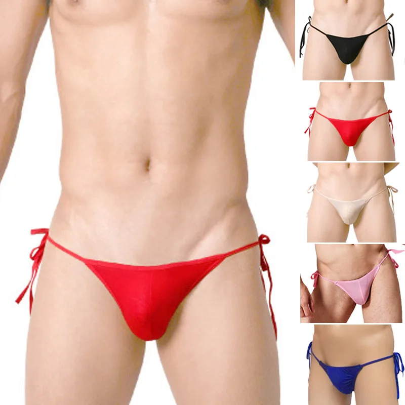 

Men's Ultra Thin Sexy Viscose Lacing Breathable Backless Thong Briefs Underpants Seamless Soft Elastic Underwear
