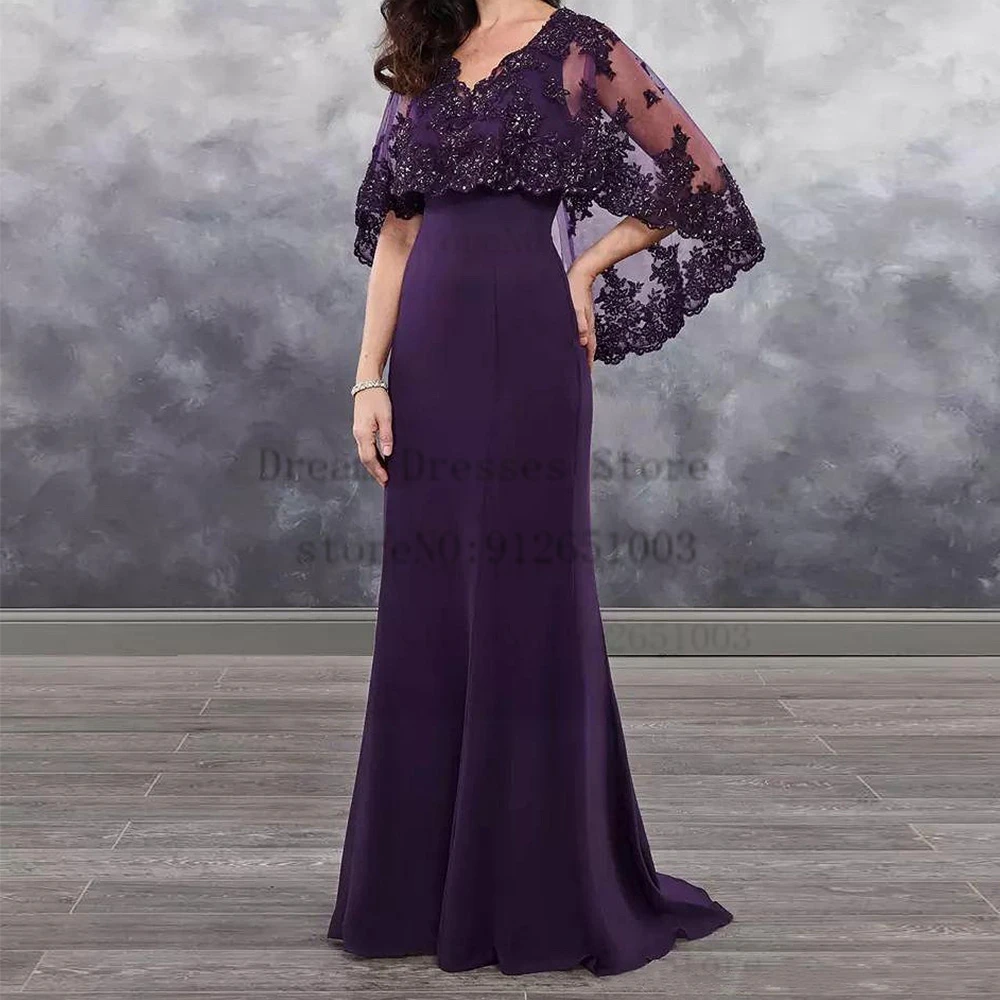 

Retro lace Appliqu Mother Of Bride Dresses Applique Floor length ChiffonTulle V-neck Dress for Wedding 2023 Summer Mère Formelle