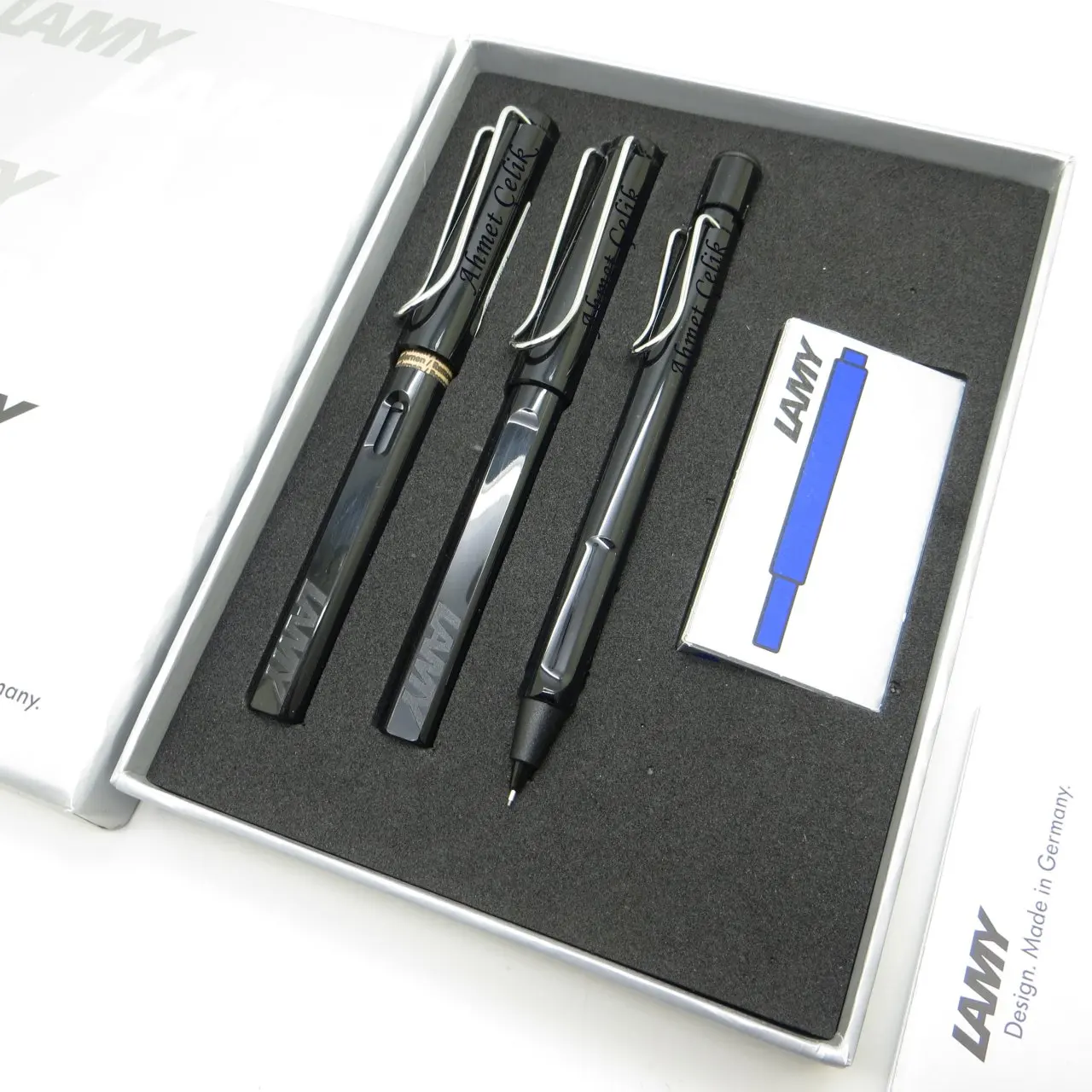 Lamy Safari блестящая черная перьевая ручка + набор шариковых ручек 0 5 мм | На заказ