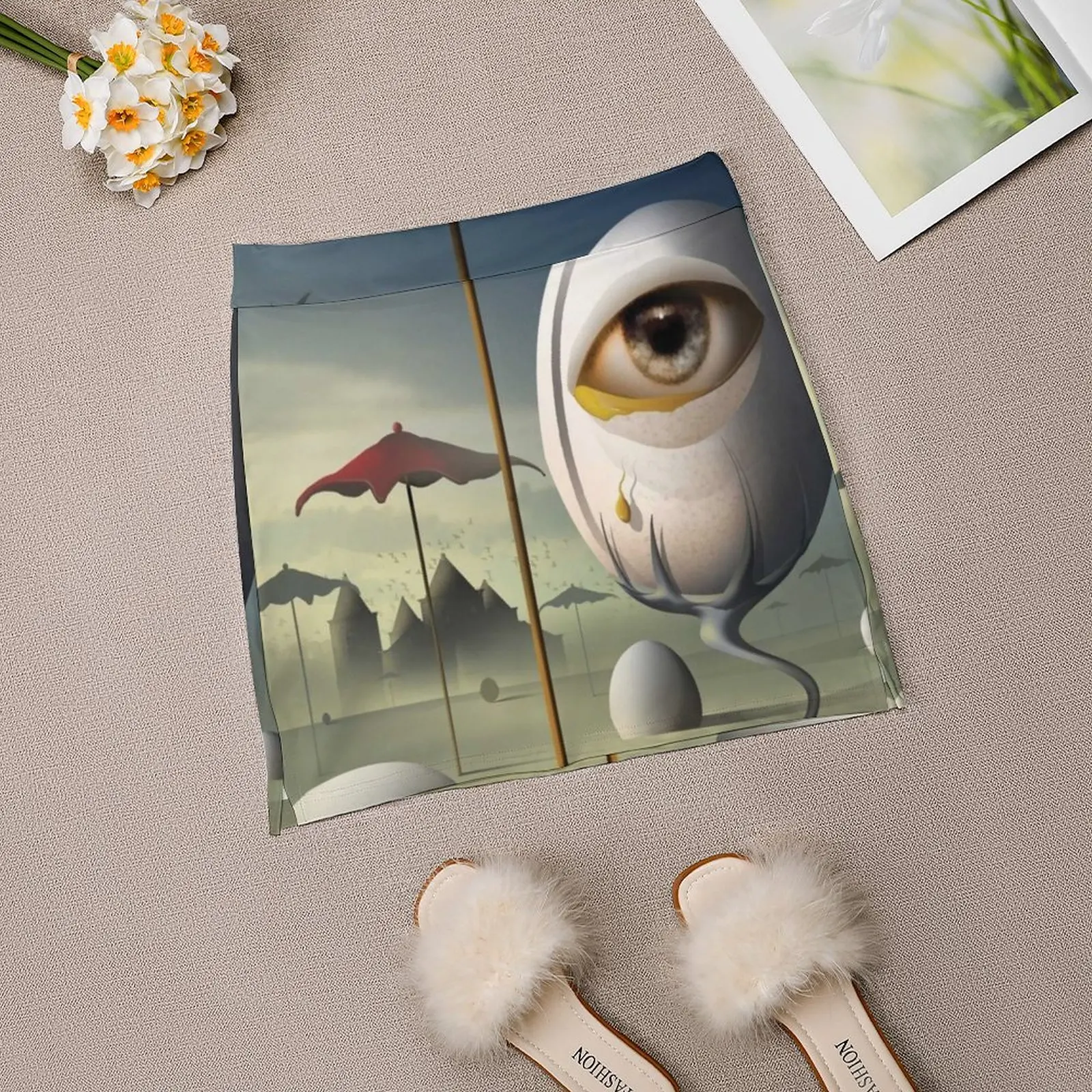 Lágrima Женская юбка Y2K Летняя одежда 2022 брючная в стиле Kpop с карманом Dali Egg Surrealism Eggs