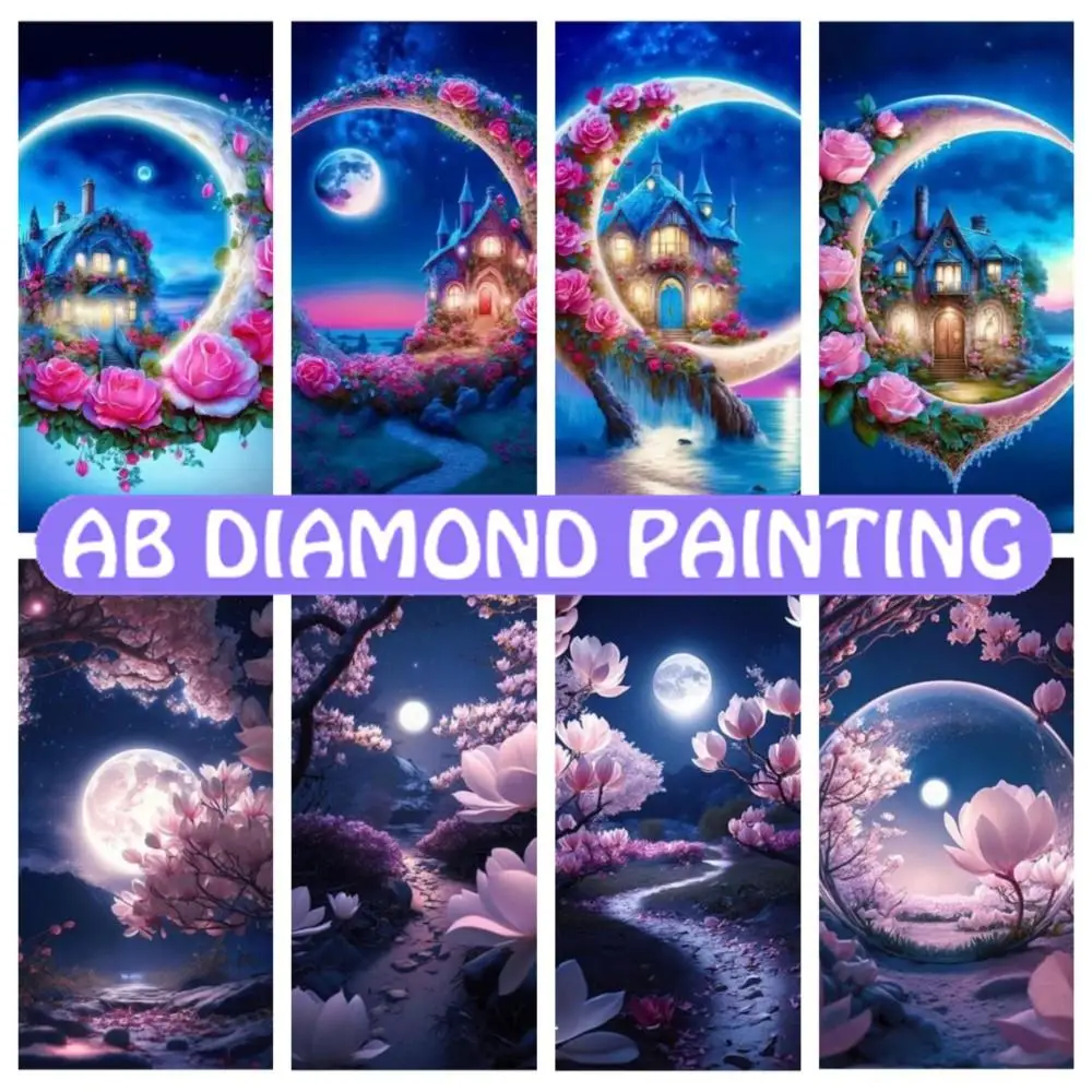 

Набор для алмазной живописи AB DIY 5D, луна, цветок, Бен, пейзаж, ручная работа, вышивка крестом, украшение мебели, 2023