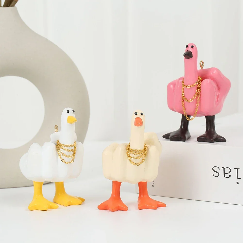 Милая Фотополимерная маленькая утка среднего пальца скульптура 7 5 см Настольная
