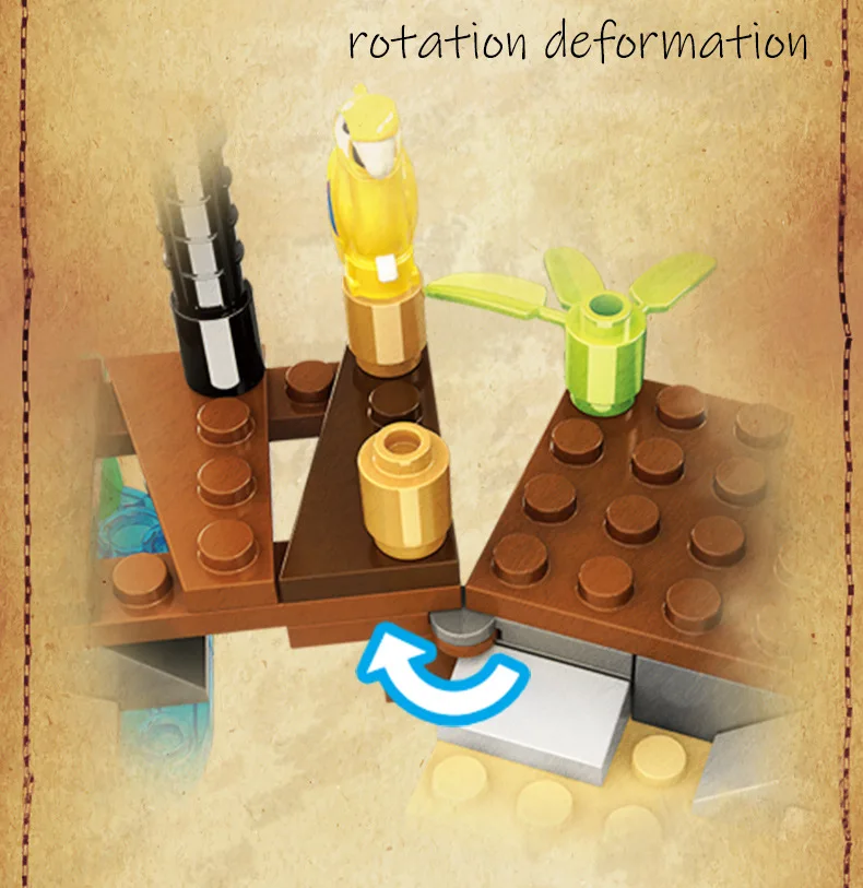 Мини-лодка на пиратский остров приключения блок сделай сам пушка кокосовое