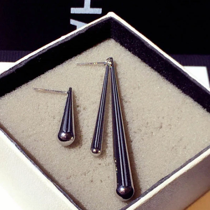 

Fashion Atmosphere Gold-Plated Silver-Plated Earrings Water-Set Pendant Trend Geometric Temperament All-Match Earrings Ear Women