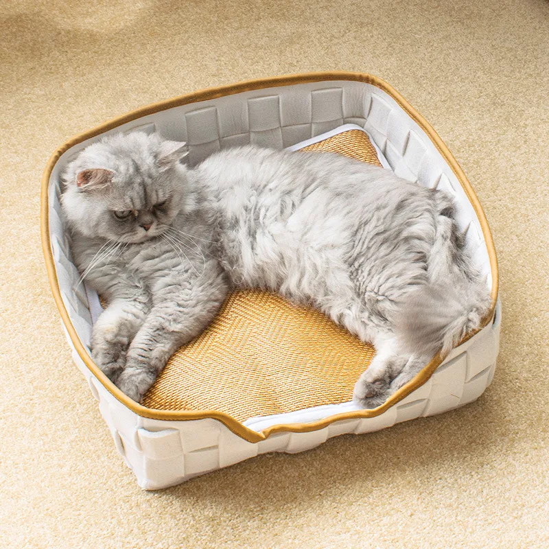 

Cat Beds for Indoor Cats, Felt Cat Bed with Removable Double-sided Cushion for All Aeasons, Pet Beds for Small Dogs