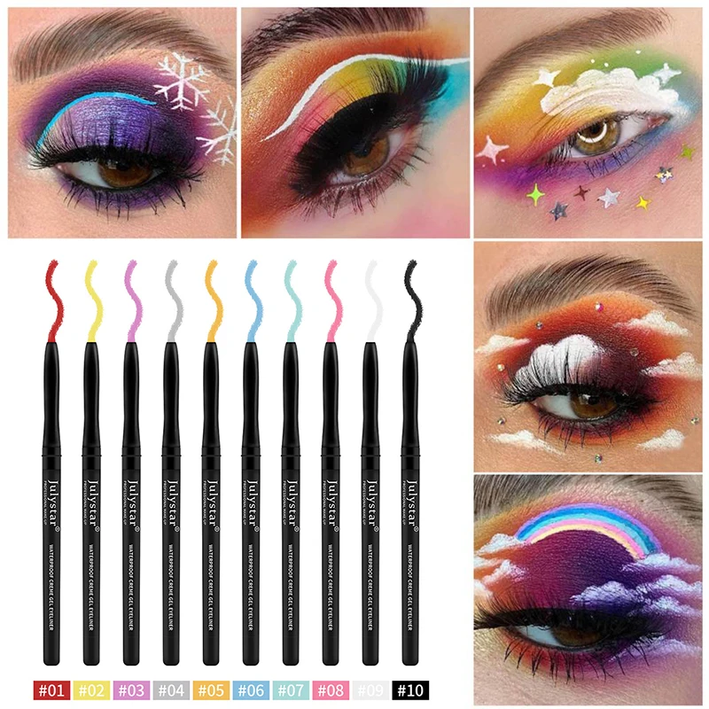 Waterproof Colorful Eye Liner Pen Highlight Neon Colorful Cat Eyes Makeup Tools Highlight