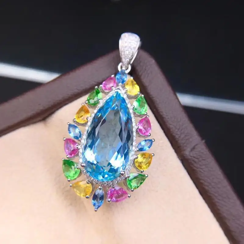 

New Original Design Pear Drop Necklace Luxurious Jewelry Colored High Carbon Diamond Necklace Women's Gift Memorial Day Party