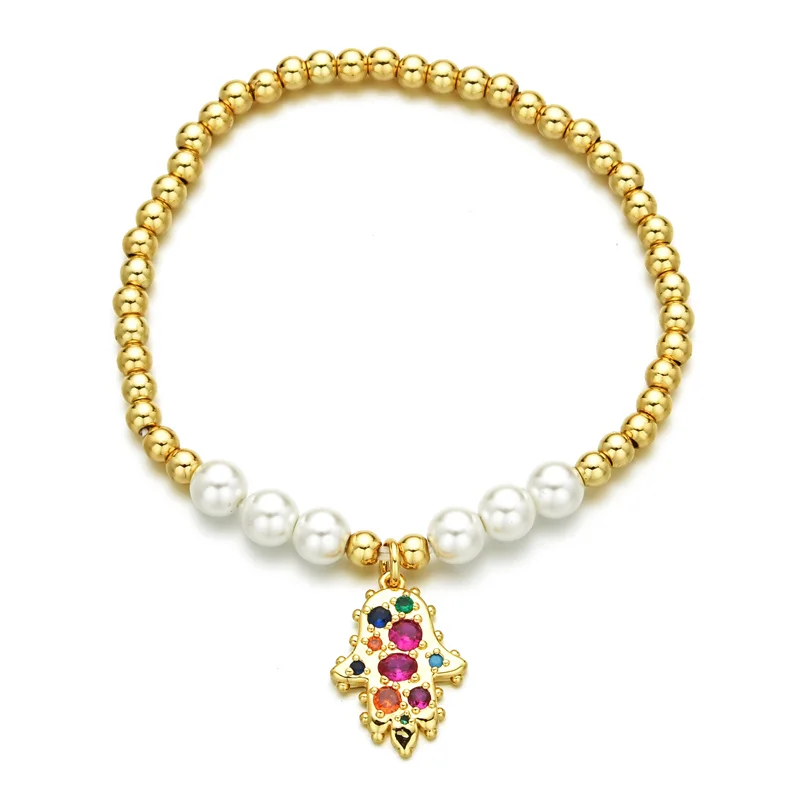 Роскошный позолоченный браслет из искусственного жемчуга для женщин Свадебная