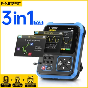 FNIRSI DSO-TC3 цифровой осциллограф 3 в 1, функция генератора сигналов, тестер транзисторов, проверка напряжения 500 кГц 10 МБ/с